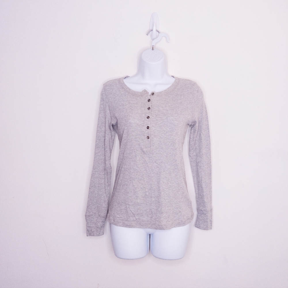 Treasure & Bond Women's Henley Style Top Gray Size XS Long Sleeves Shirt